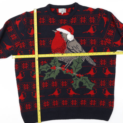 Marks and Spencer Men's Blue XL Christmas Robin Jumper Knit Pullover