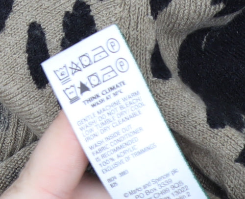 Marks and Spencer Women's Beige Animal Print Crew Neck Jumper Size 14