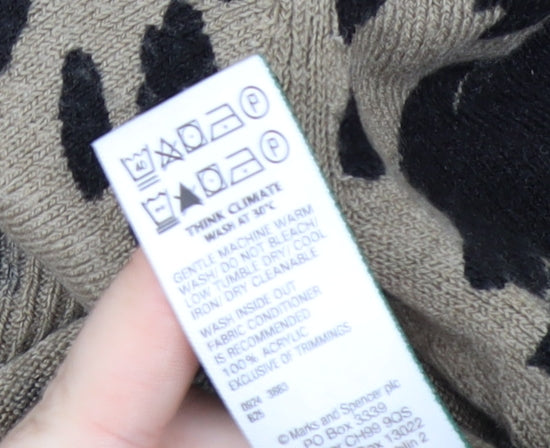 Marks and Spencer Women's Beige Animal Print Crew Neck Jumper Size 14