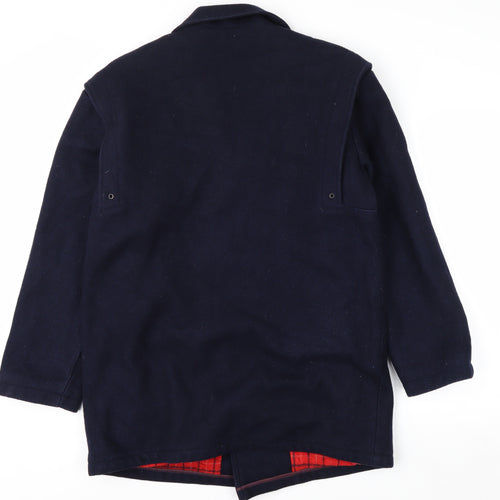 Holt Renfrew Men's Blue Wool Pea Coat Size 38 Double-Breasted Lined