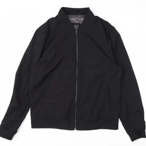 Marks and Spencer Men's Black Bomber Jacket M Lined Zip Casual Style