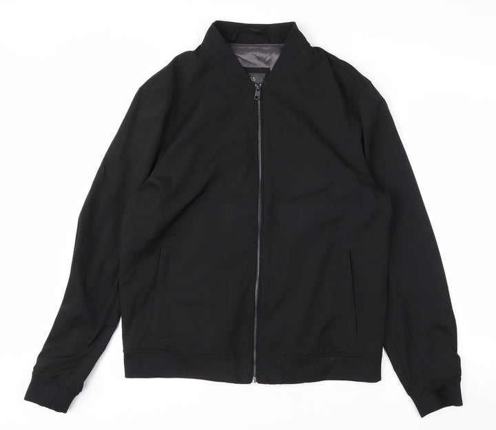 Marks and Spencer Men's Black Bomber Jacket M Lined Zip Casual Style