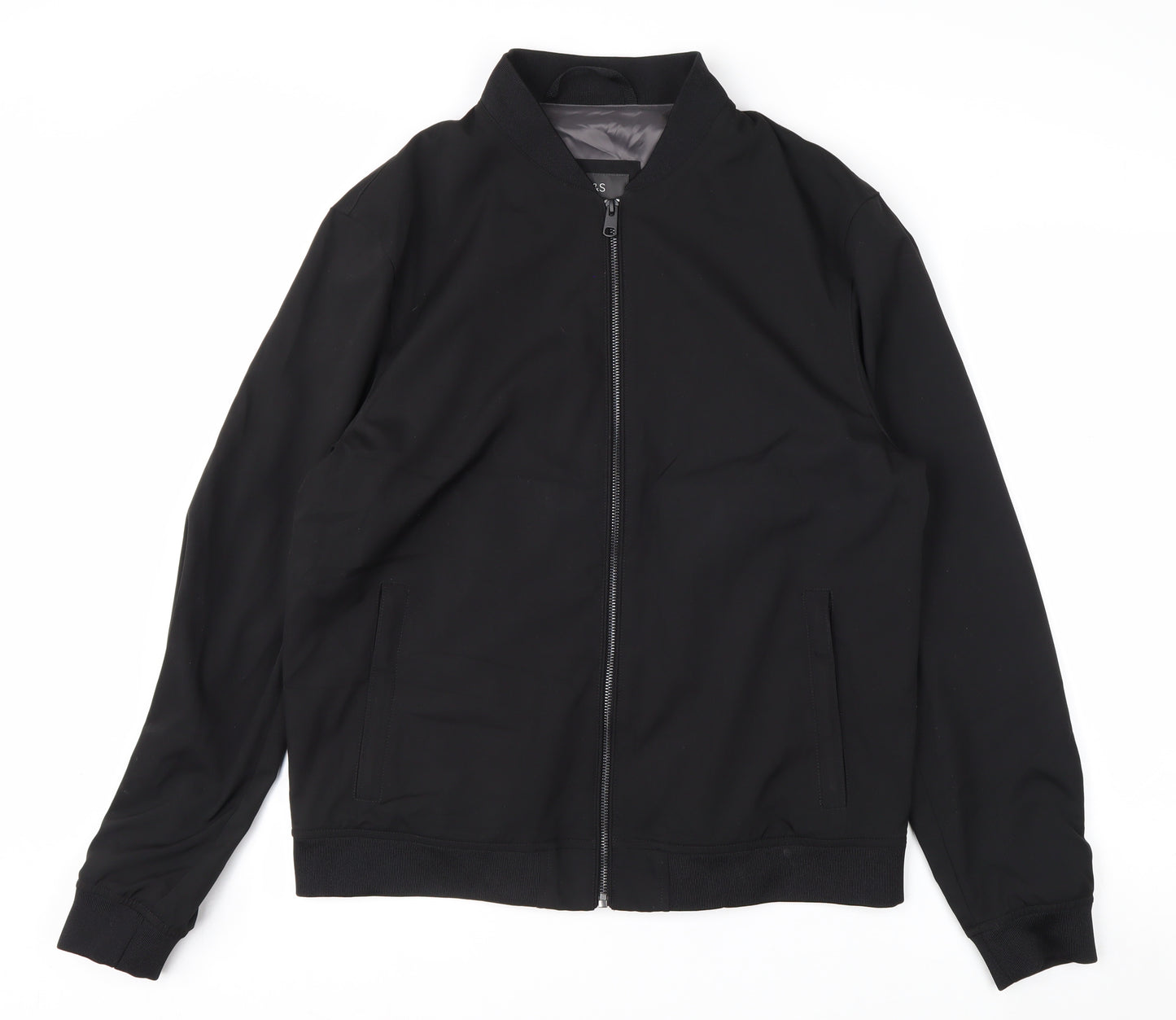 Marks and Spencer Men's Black Bomber Jacket M Lined Zip Casual Style
