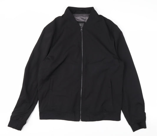 Marks and Spencer Men's Black Bomber Jacket M Lined Zip Casual Style