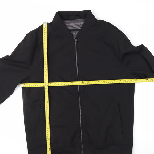 Marks and Spencer Men's Black Bomber Jacket M Lined Zip Casual Style