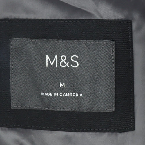 Marks and Spencer Men's Black Bomber Jacket M Lined Zip Casual Style
