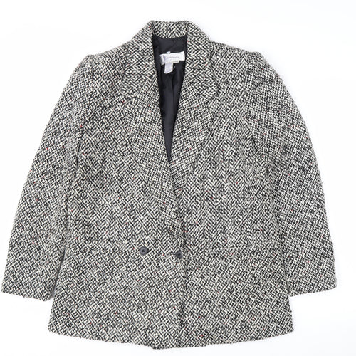 Christopher Women's Grey Tweed Wool Blend Blazer Jacket Size 7/8