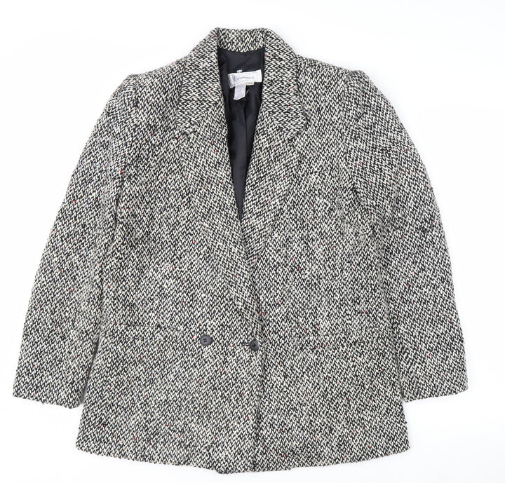 Christopher Women's Grey Tweed Wool Blend Blazer Jacket Size 7/8