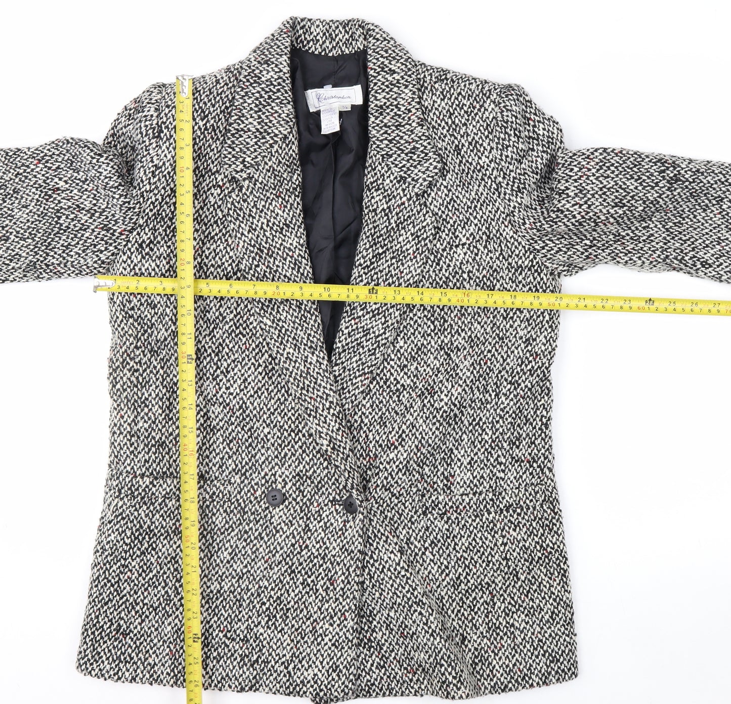 Christopher Women's Grey Tweed Wool Blend Blazer Jacket Size 7/8