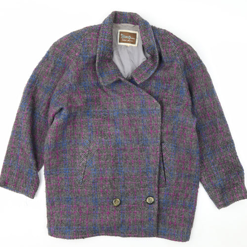 Beniffa Women’s Multicoloured Wool Blend Checked Pea Coat L