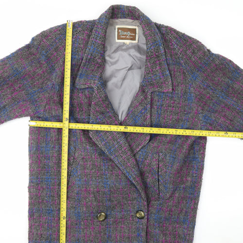 Beniffa Women’s Multicoloured Wool Blend Checked Pea Coat L