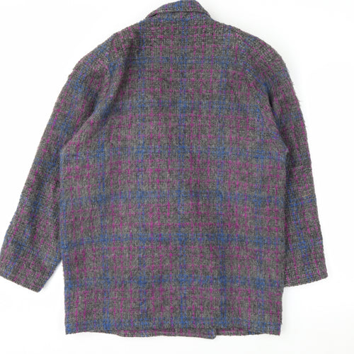 Beniffa Women’s Multicoloured Wool Blend Checked Pea Coat L