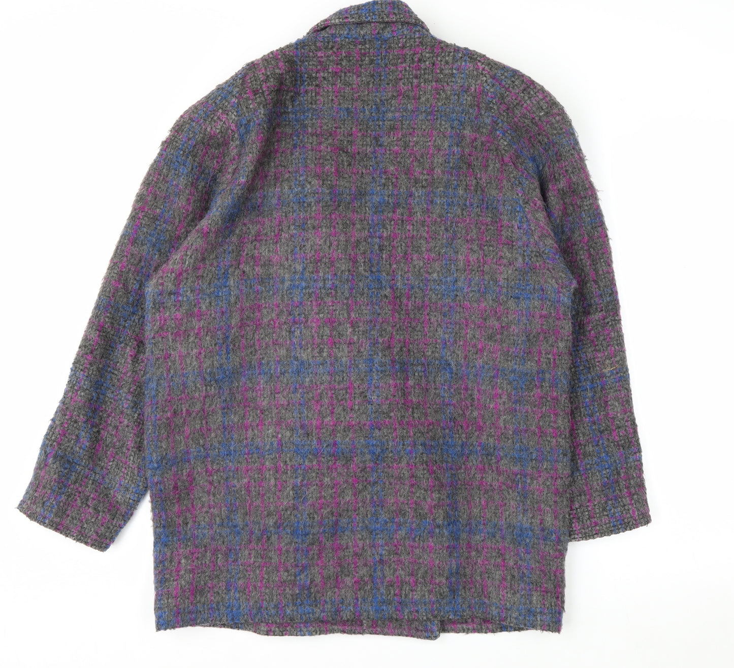 Beniffa Women’s Multicoloured Wool Blend Checked Pea Coat L