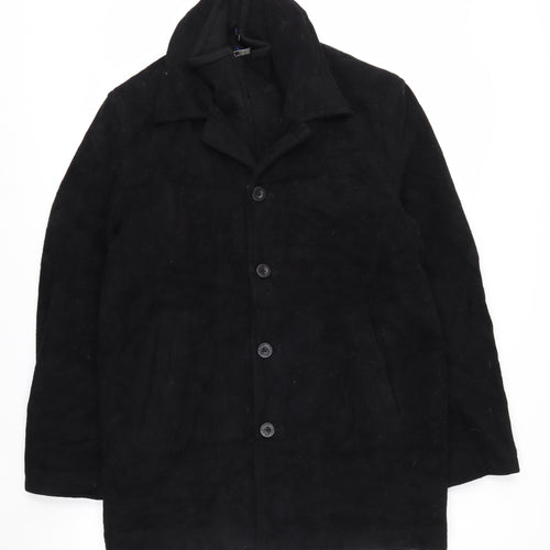 Chaps Men's Black Wool Blend Long Overcoat Size S