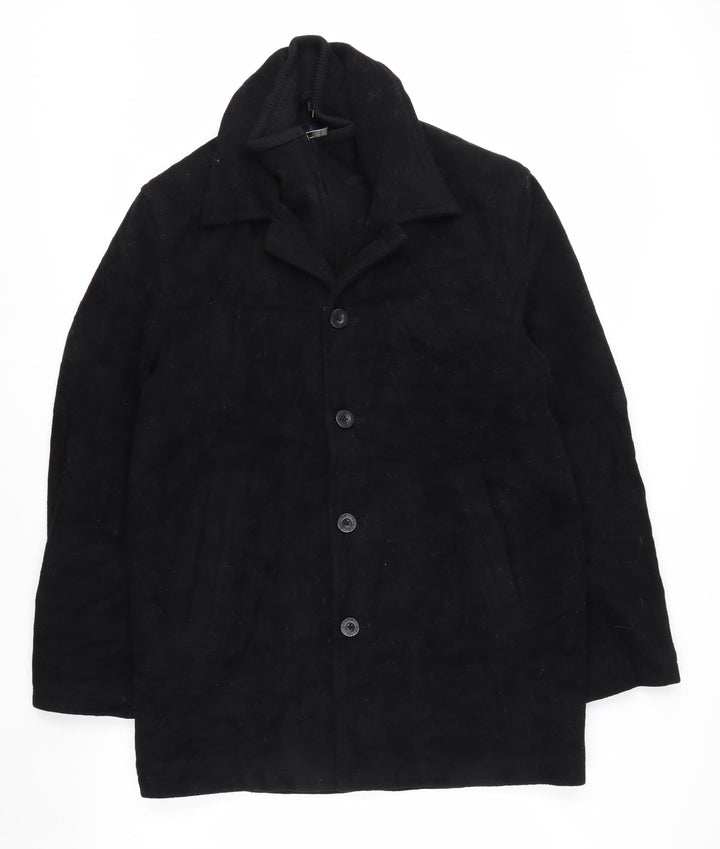 Chaps Men's Black Wool Blend Long Overcoat Size S