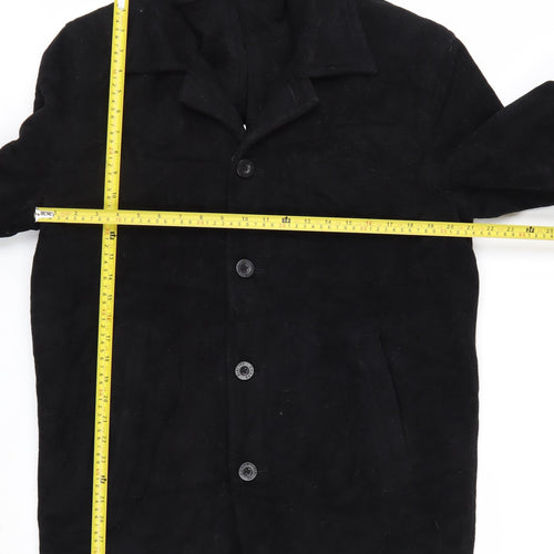 Chaps Men's Black Wool Blend Long Overcoat Size S