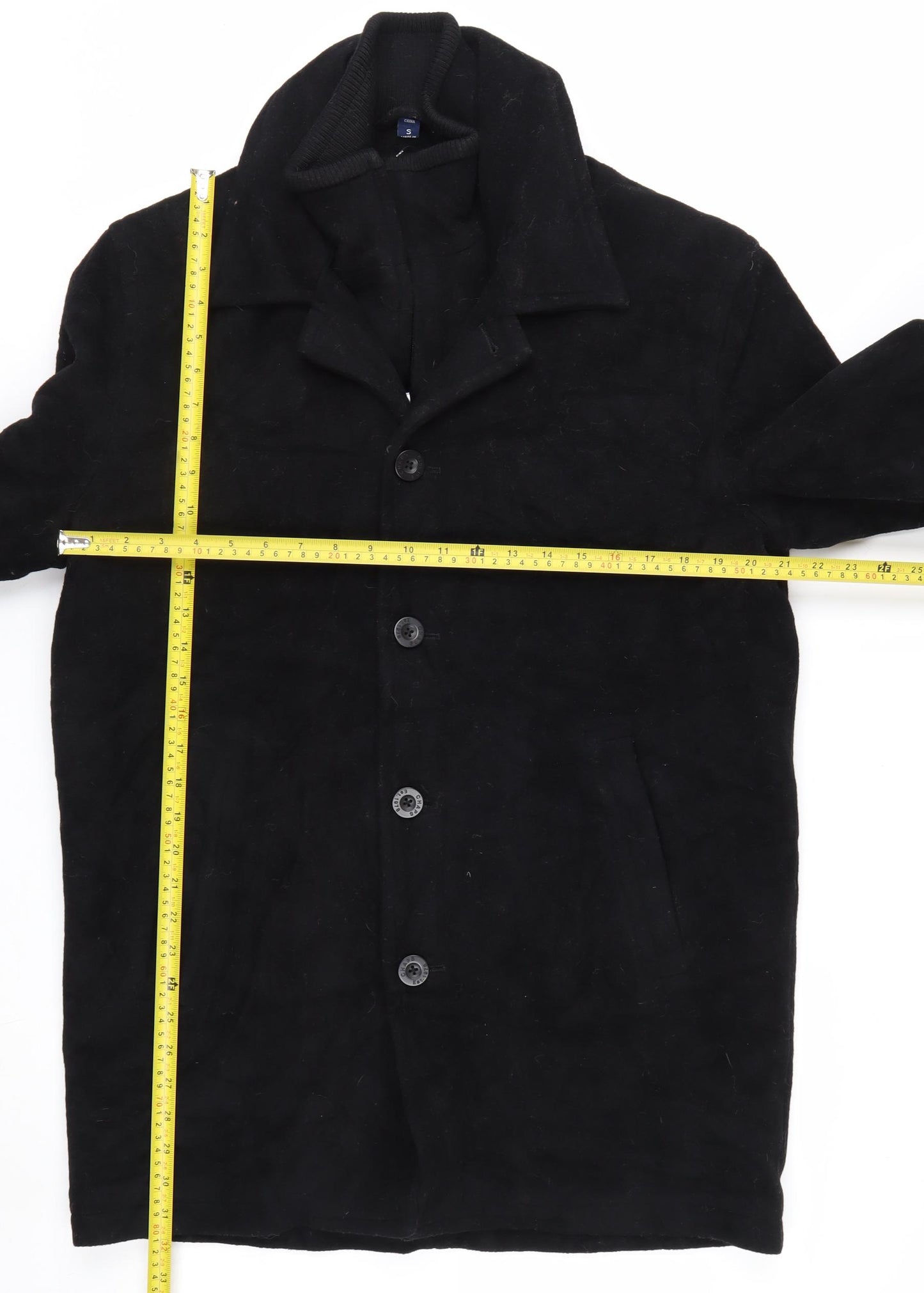 Chaps Men's Black Wool Blend Long Overcoat Size S