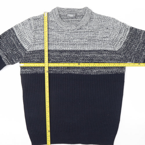 Nutmeg Men Blue Chunky Knit Crew Neck Pullover Jumper Size M