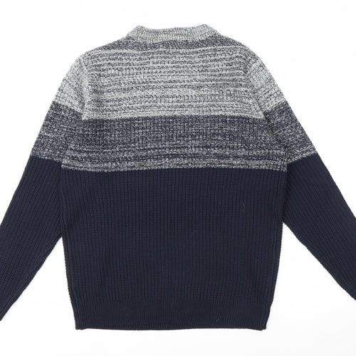 Nutmeg Men Blue Chunky Knit Crew Neck Pullover Jumper Size M