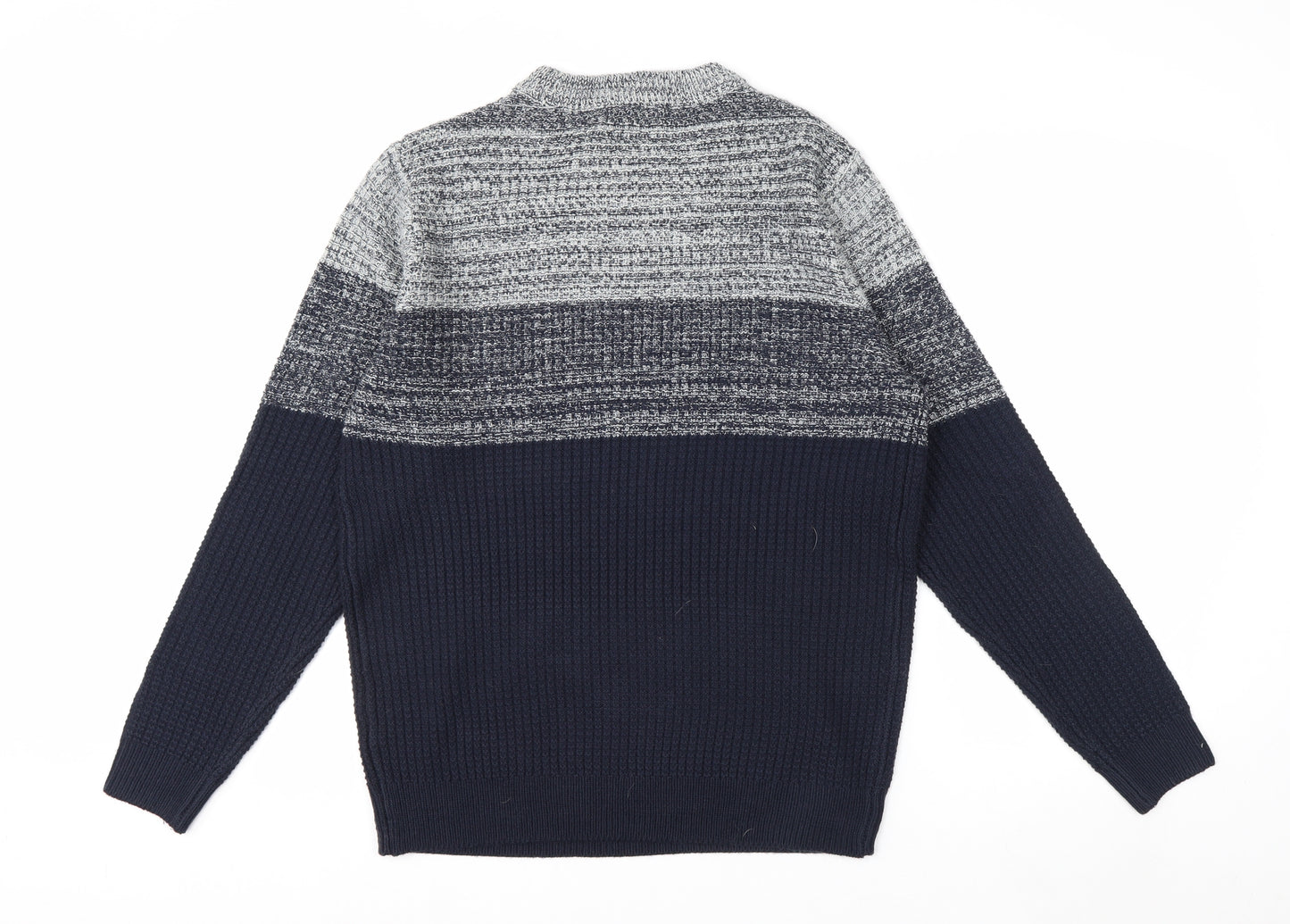 Nutmeg Men Blue Chunky Knit Crew Neck Pullover Jumper Size M