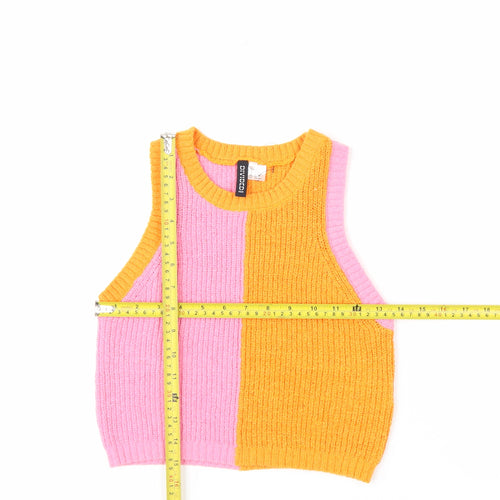 H&M Divided Women's Pink Orange Cropped Knit Tank Top Size S