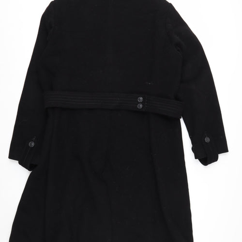 NEXT Womens Black Wool Blend Long Pea Coat Belted Size 20