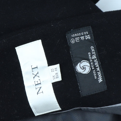 NEXT Womens Black Wool Blend Long Pea Coat Belted Size 20
