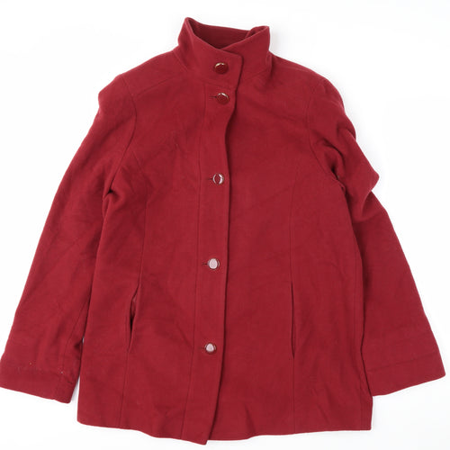 Marks and Spencer Women Red Wool Blend Mid-Length Button Coat Size 14
