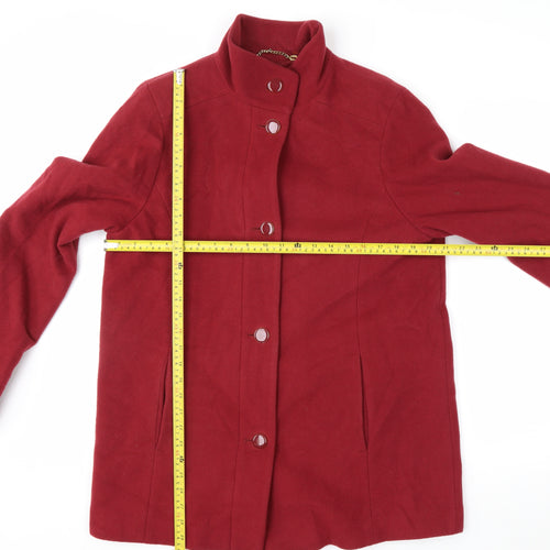 Marks and Spencer Women Red Wool Blend Mid-Length Button Coat Size 14