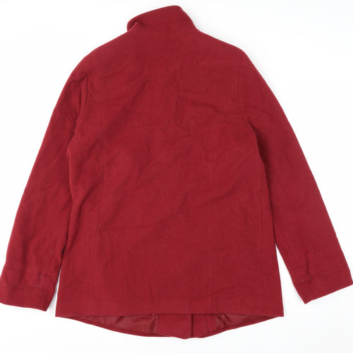 Marks and Spencer Women Red Wool Blend Mid-Length Button Coat Size 14