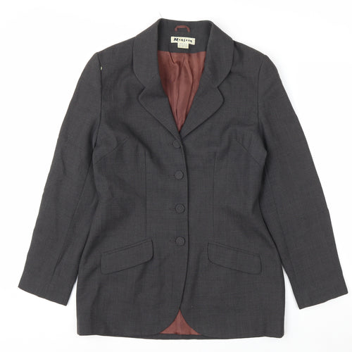 Monsoon Women Grey Wool Blend Suit Jacket UK 10 Classic Tailored Blazer
