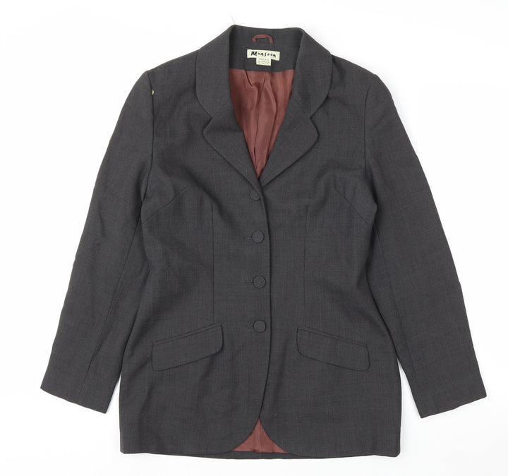 Monsoon Women Grey Wool Blend Suit Jacket UK 10 Classic Tailored Blazer