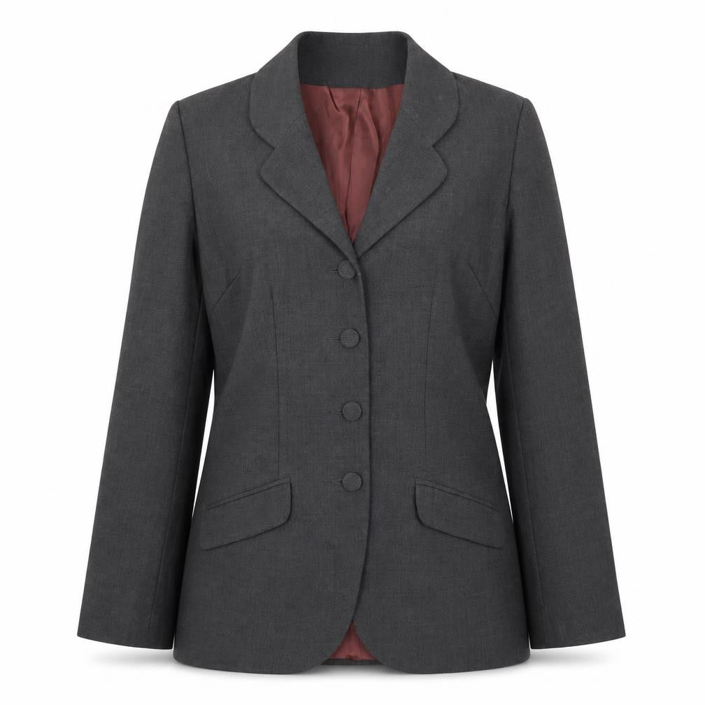 Front view of Monsoon Women Grey Wool Blend Suit Jacket UK 10 Classic Tailored Blazer