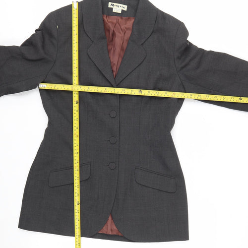 Monsoon Women Grey Wool Blend Suit Jacket UK 10 Classic Tailored Blazer