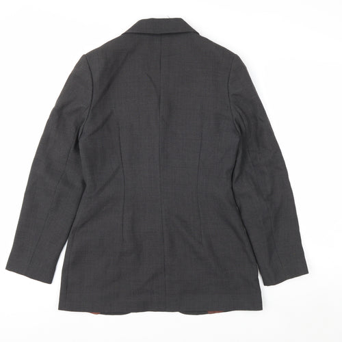 Monsoon Women Grey Wool Blend Suit Jacket UK 10 Classic Tailored Blazer