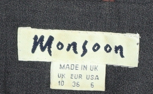 Monsoon Women Grey Wool Blend Suit Jacket UK 10 Classic Tailored Blazer