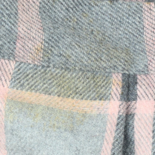 Quail Crossing Women's Grey Pink Check Wool Blend Midi A-Line Skirt Size 12