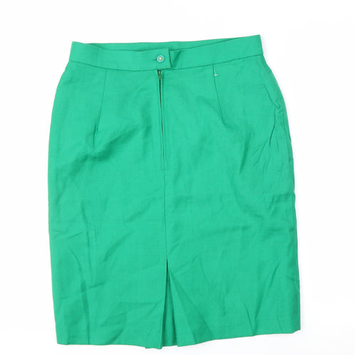 Boutique Collection Women's Green Linen Pencil Skirt Size 12