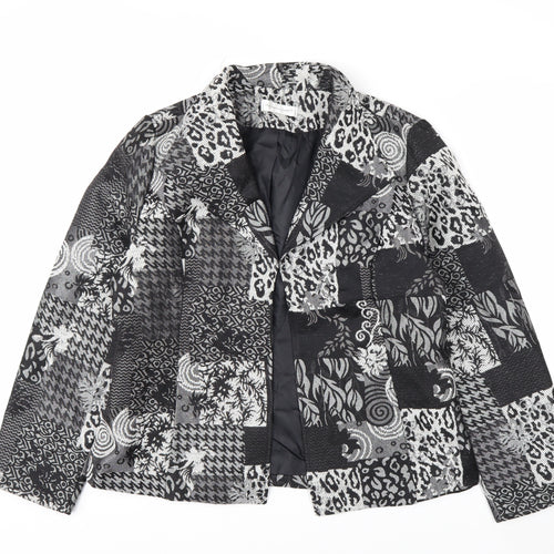 Christopher & Banks Women's Black Patchwork Jacquard Blazer M