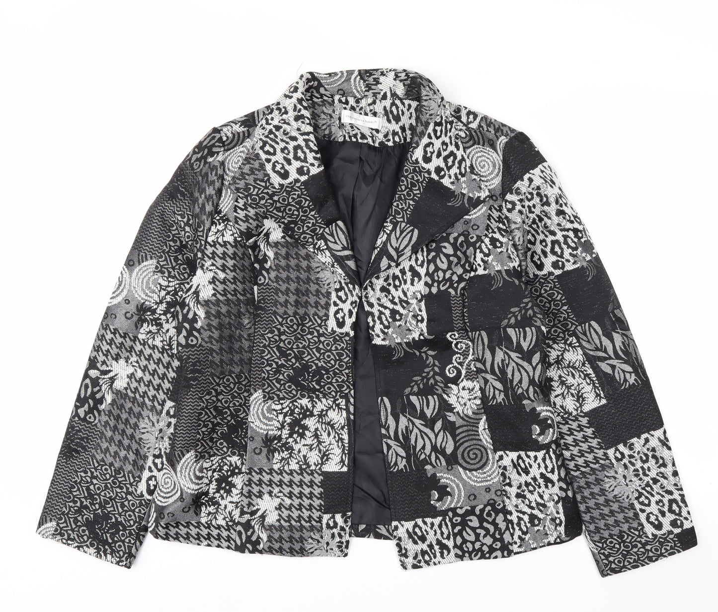 Christopher & Banks Women's Black Patchwork Jacquard Blazer M