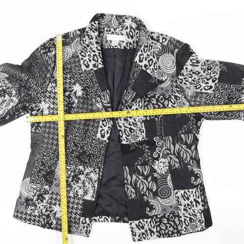 Christopher & Banks Women's Black Patchwork Jacquard Blazer M