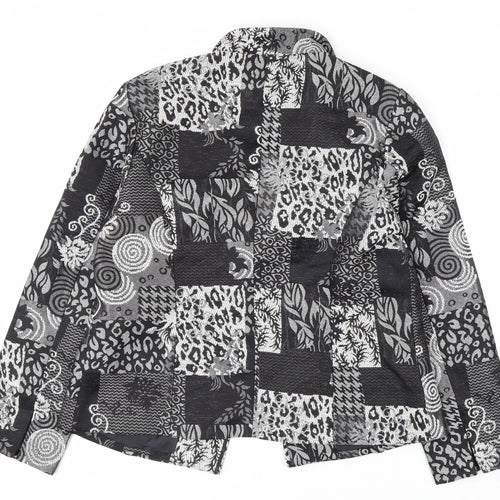 Christopher & Banks Women's Black Patchwork Jacquard Blazer M