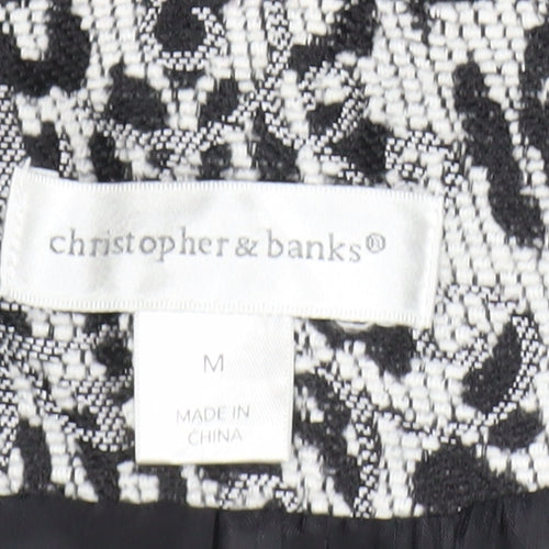 Christopher & Banks Women's Black Patchwork Jacquard Blazer M