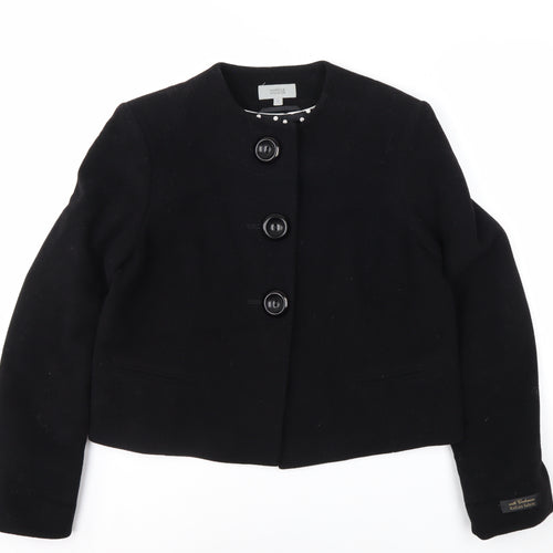 Marks and Spencer Womens Black Wool Blend Cropped Blazer Size 14