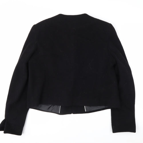 Marks and Spencer Womens Black Wool Blend Cropped Blazer Size 14