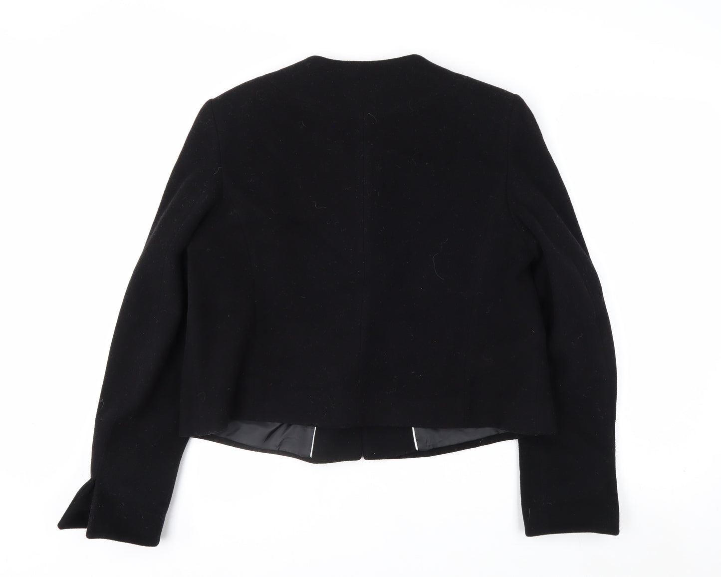 Marks and Spencer Womens Black Wool Blend Cropped Blazer Size 14