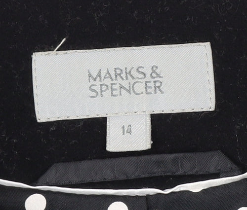 Marks and Spencer Womens Black Wool Blend Cropped Blazer Size 14