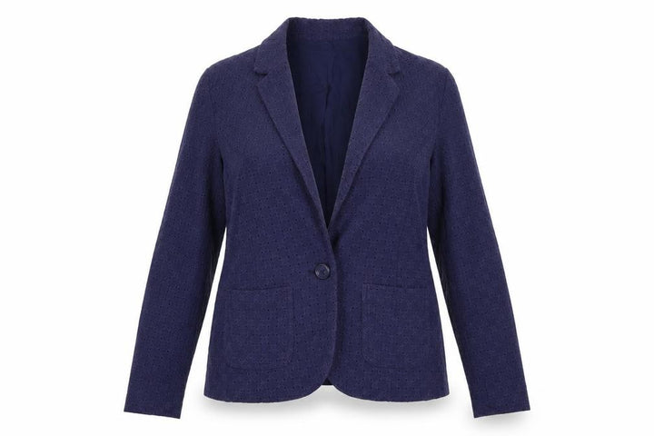 Gap Women's Blue Cotton Lace Blazer UK 8 Classic Notch Lapel Jacket