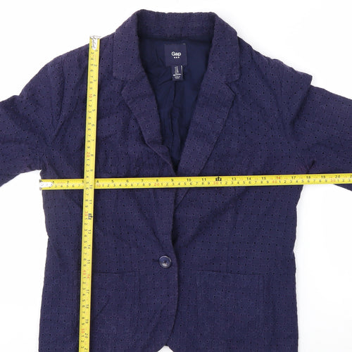 Gap Women's Blue Cotton Lace Blazer UK 8 Classic Notch Lapel Jacket