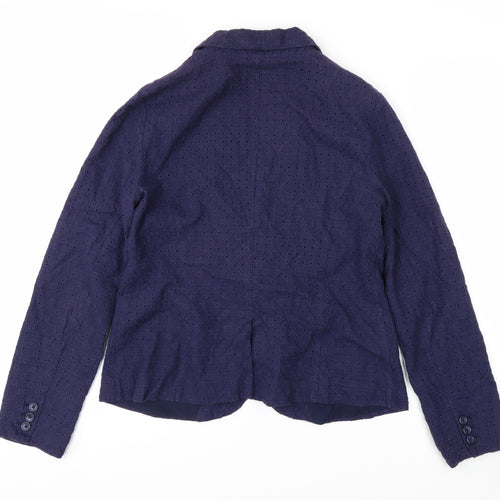 Gap Women's Blue Cotton Lace Blazer UK 8 Classic Notch Lapel Jacket